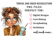 Whimsical Summer Coffee Girl Clipart, an Illustration by OK Design (Thumbnail 5 of 6)