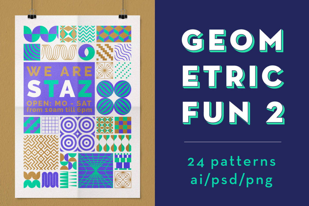 Geometric Fun - Patterns Bundle, a Pattern Graphic by kloroform