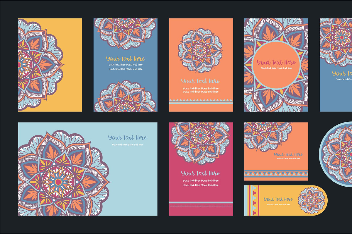 20 Mandala Vintage Template Card., a Card Template by Noree (Photo 10 of 20)