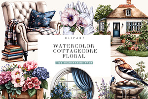 Watercolor Cottage core Floral, an Object Illustration by BusyDaydesign