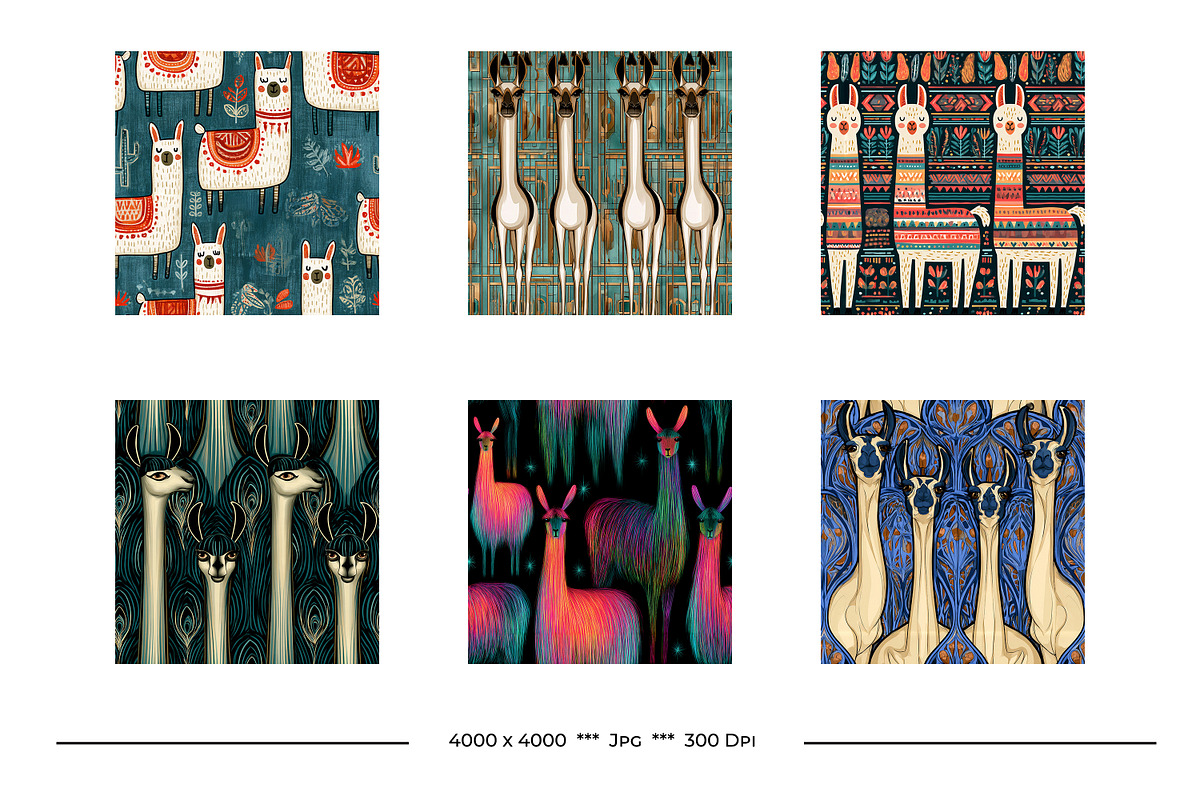 Llama Retro Art Style Designs, a Pattern Graphic by karenfoleyphoto (Photo 4 of 10)