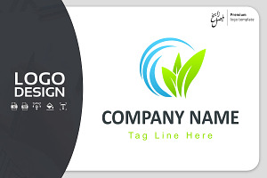 Wave Leaf Logo Template only 15$