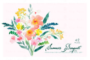 Summer Bouquet - Watercolor Clipart, a Decorative Illustration by SmallHouseBigPony (Thumbnail 3 of 4)