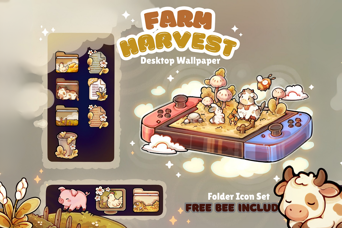 Farm Harvest Desktop Folder Icon Set, a Wallpaper Graphic by TheDoodleSweets (Photo 1 of 6)
