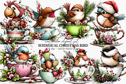 Whimsical Christmas Bird Clipart, an Illustration by Canvas Craft (Thumbnail 1 of 6)