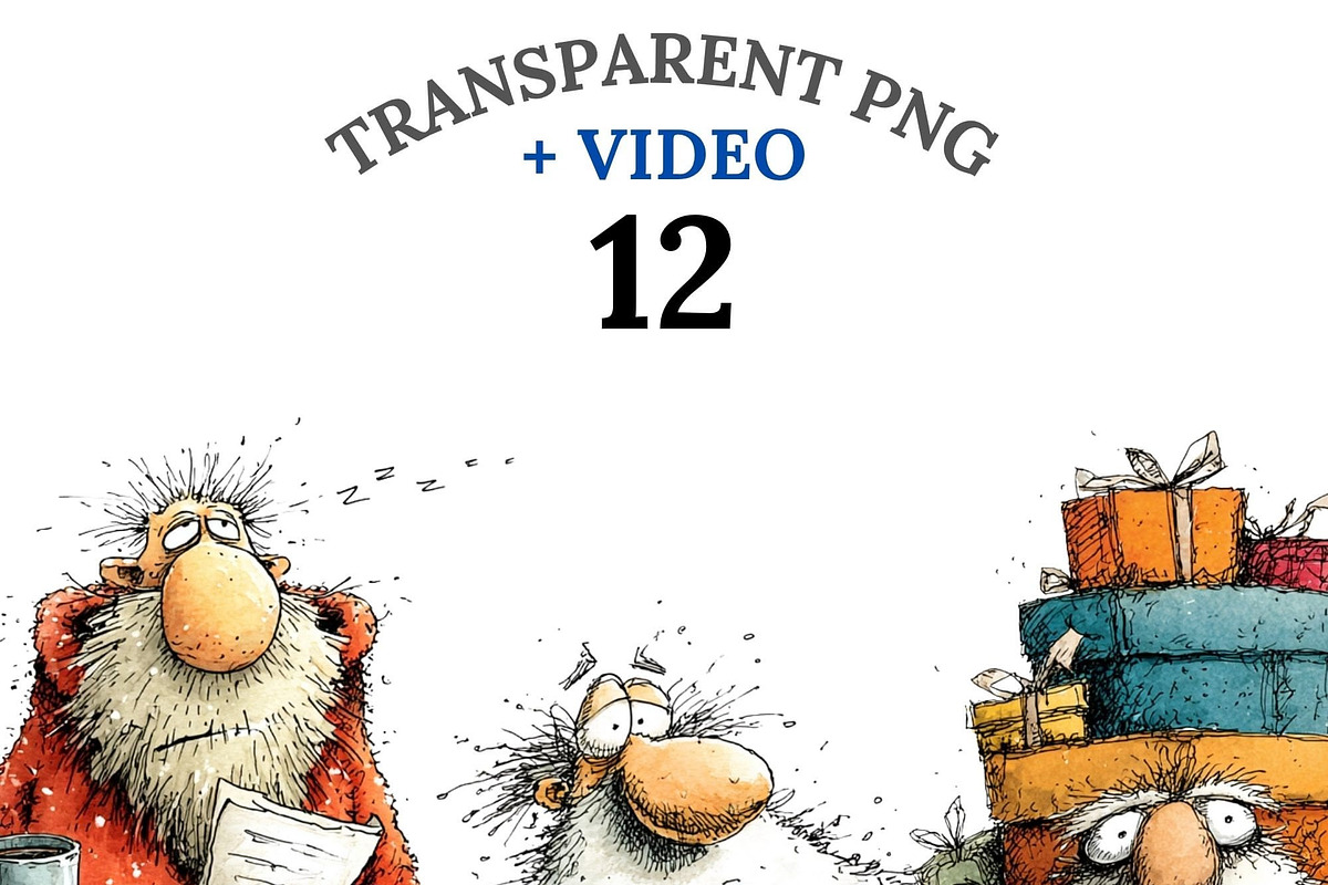 12 Santa Clipart, a Decorative Illustration by Pati Charm Studio (Photo 1 of 8)
