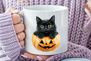 Funny Autumn Black Cat Clipart, an Illustration by Pixels.Craft (Thumbnail 4 of 7)