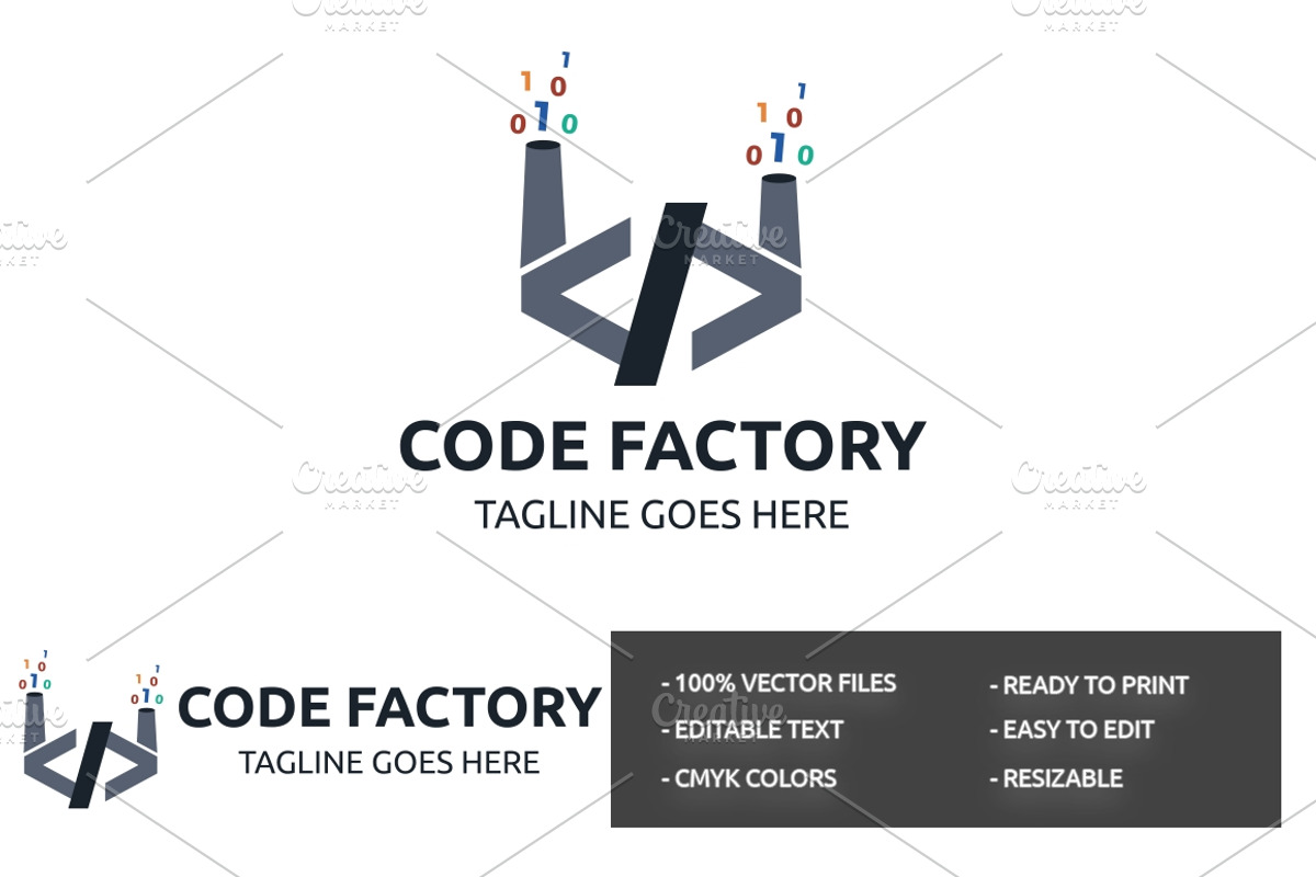 Code Factory Logo, a Branding & Logo Template by Design_Planet