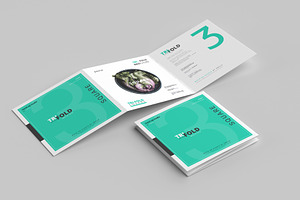 Square Brochur Mockups - Three Fold