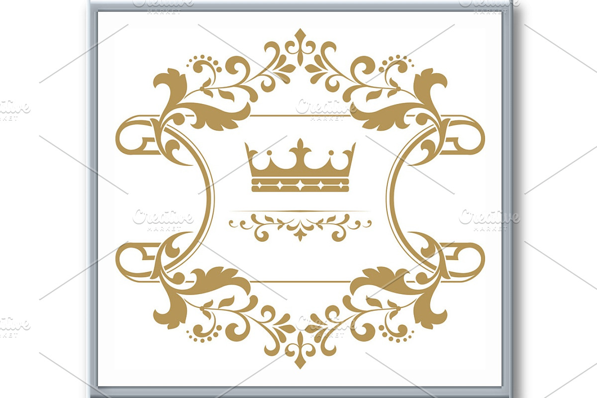 Gold crown in a vintage frame, a Pattern Graphic by RODINA (Photo 3 of 3)