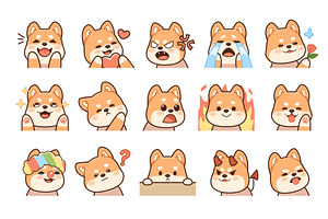 Cute shiba dog portraits. Funny, an Animal Illustration by YummyBuum