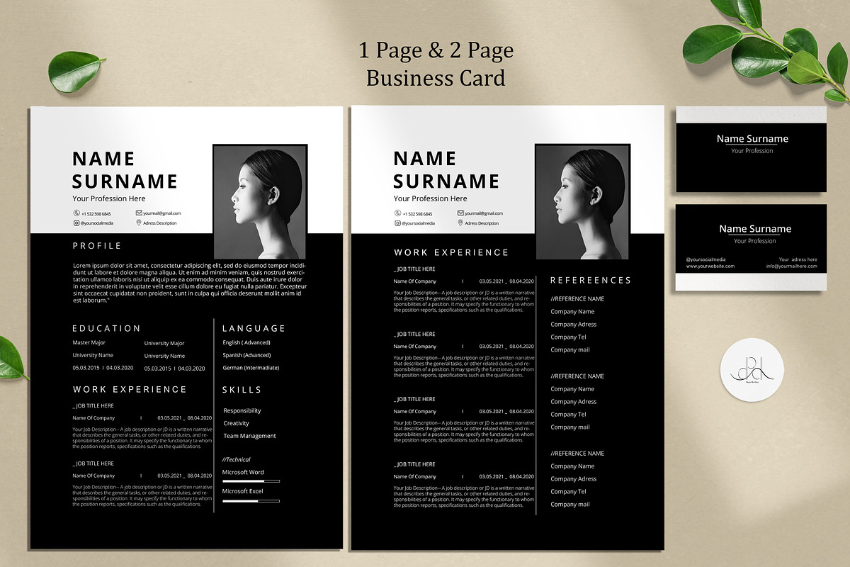 Resume Template CV / Business Card, a Resume Template by DigitalByDilan