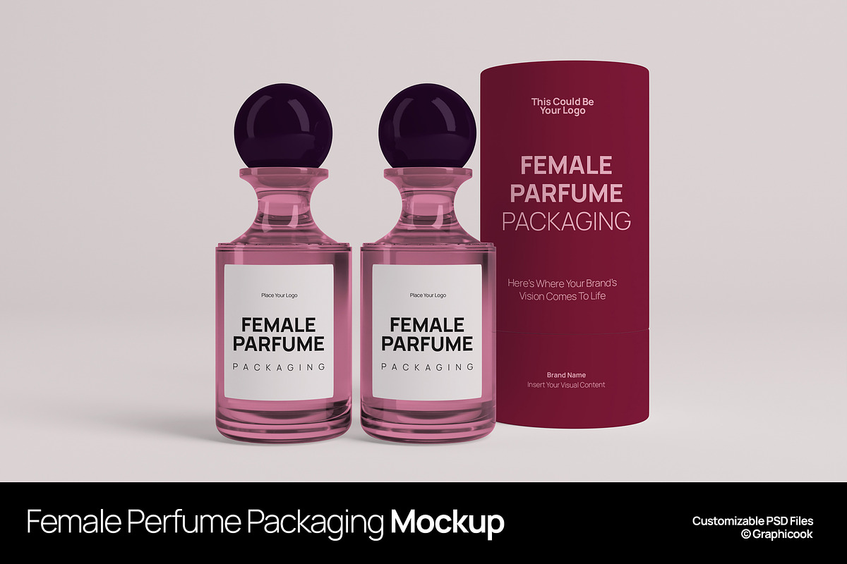 Female Perfume Packaging Mockup, a Packaging Mockup by graphicook (Photo 1 of 4)