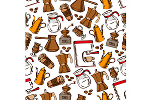 Coffee Drinks Seamless Pattern