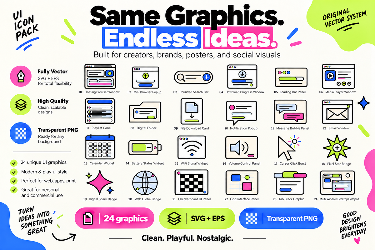 24 Gen Z Webcore UI Graphics, an Object Graphic by Designs24hr (Photo 7 of 7)