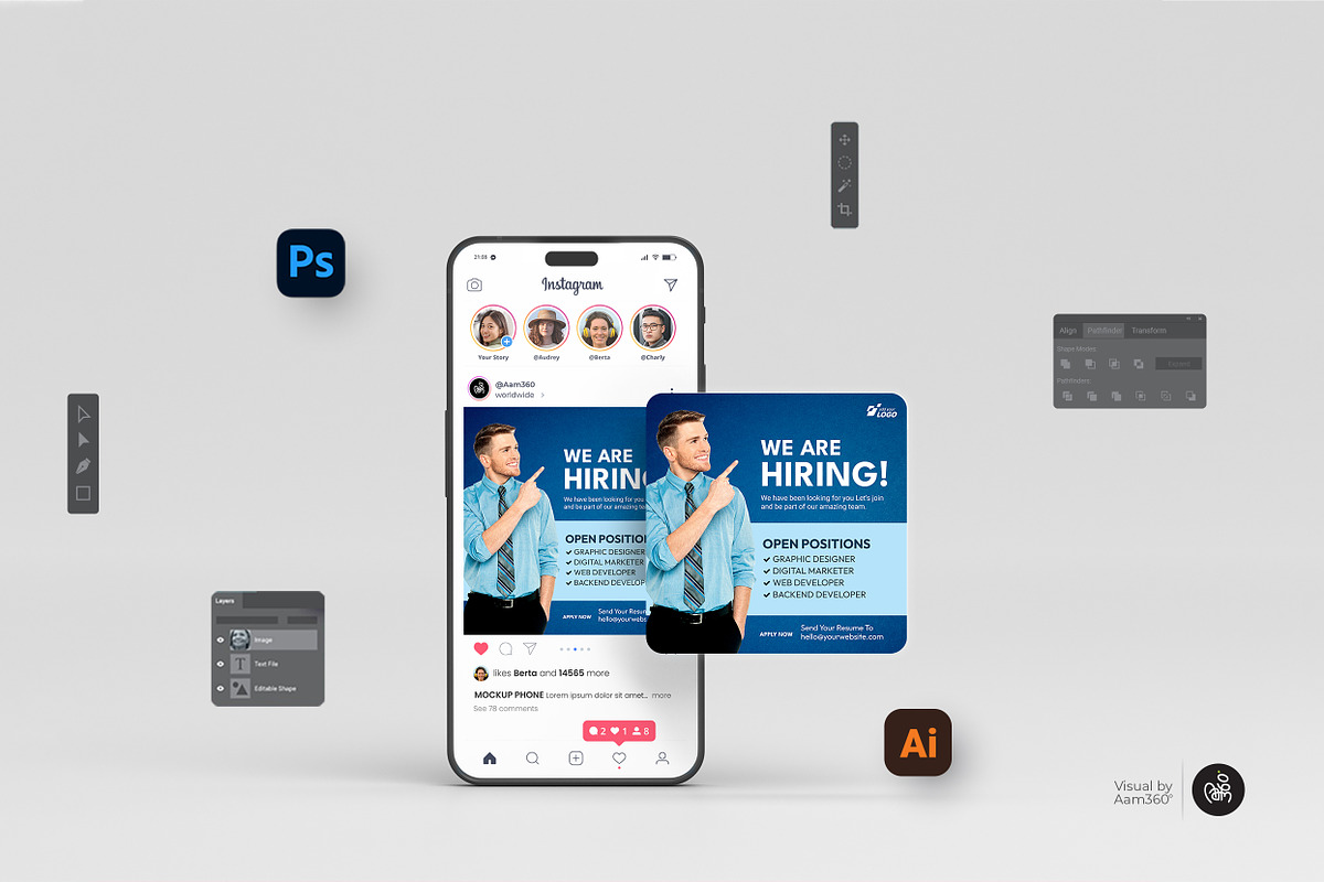 Hiring Instagram Post Template, a Social Media Template by Aam360 (Photo 3 of 3)