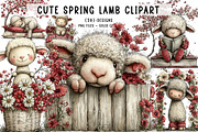 Cute Spring Lamb Clipart, an Illustration by CreationArt (Thumbnail 1 of 7)