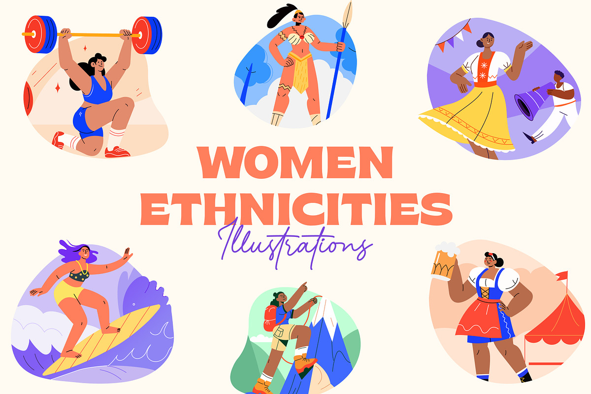 Women Ethnicities Flat Icons, a Person Illustration by Creative Stall (Photo 1 of 10)