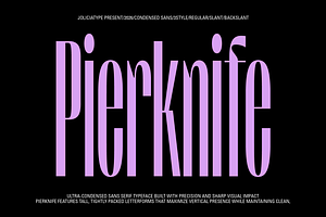 Pierknife | Ultra Condensed Sans, a Sans Serif Font by Jolicia Type