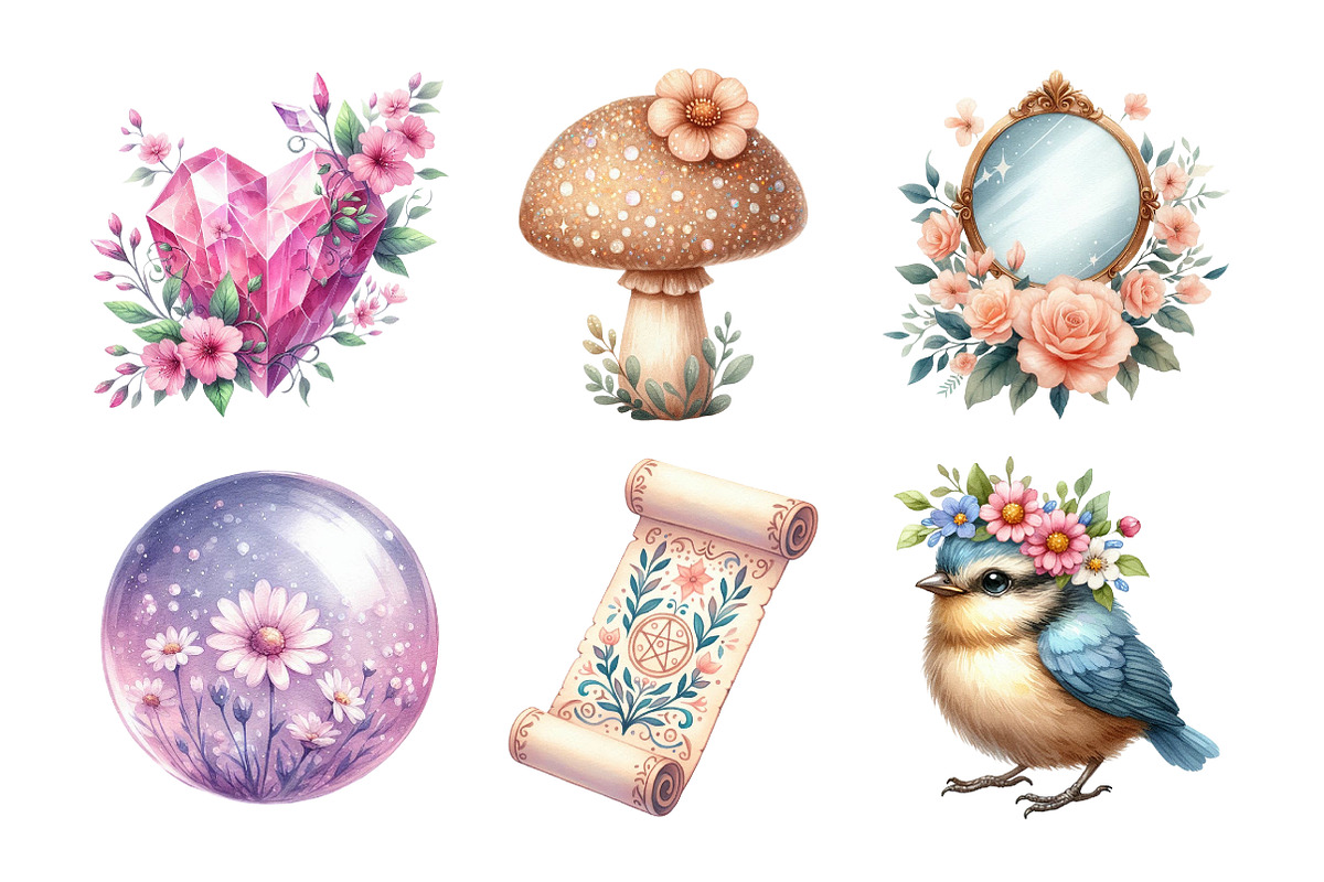 Cute Magic Floral Fantasy Clipart, an Illustration by Daily.Designs (Photo 3 of 5)