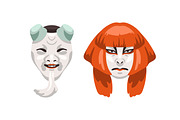 Japanese Kabuki theater masks set, a Decorative Illustration by PaperTrident (Thumbnail 6 of 7)