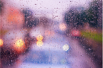 Water Drops Of Rain On Blue Glass, an Abstract Photo by Our Amazing World