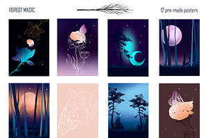 NIGHT FOREST MAGIC. FAIRY ANIMALS