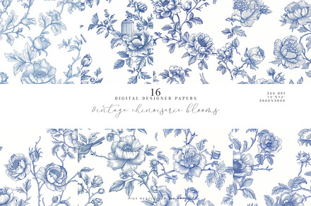 Chinoiserie Seamless Pattern Set, a Pattern Graphic by Patishop Art