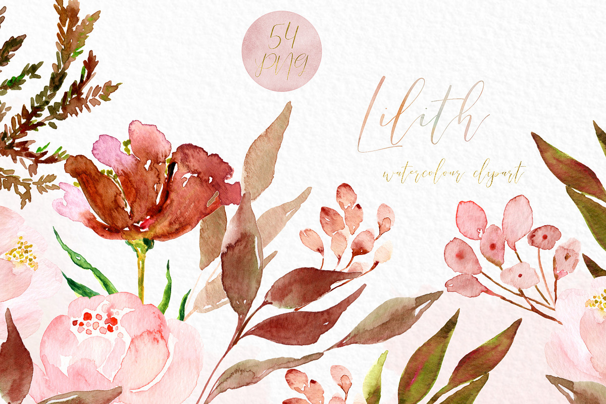 Lilith. Watercolour flowers, a Texture Illustration by LABFcreations (Photo 7 of 8)