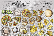 Pizza Cartoon Vector Objects Set, an Object Graphic by BALABOLKA (Thumbnail 2 of 4)