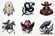 Gothic Western Cowboy Clipart, an Illustration by RobertsArt (Thumbnail 3 of 7)