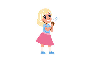 Happy girl clapping hands and, a Person Illustration by pikepicture