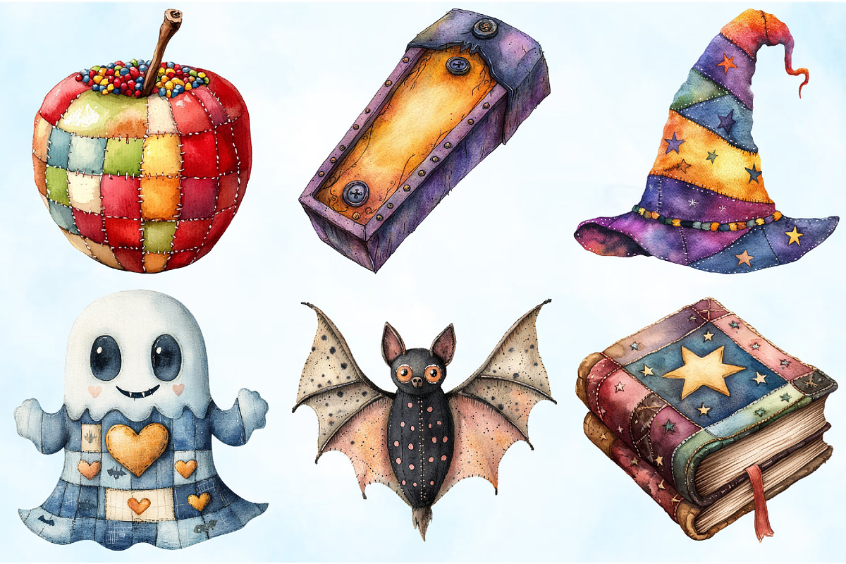 Patchwork Halloween Clipart Bundle, an Illustration by Craft Nest (Photo 4 of 9)