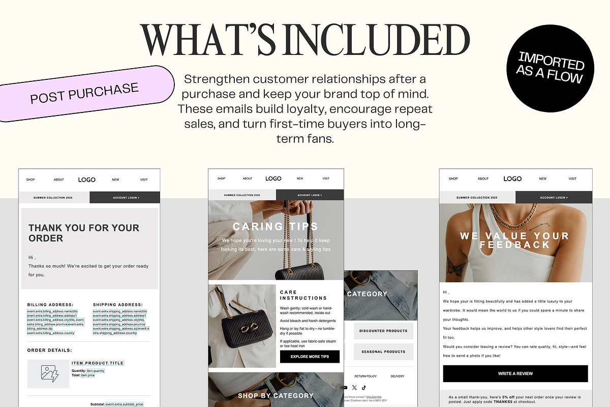 Klaviyo Fashion Email Template Flows preview 5