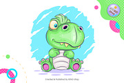 Cartoon little Dino. Tshirt, PNG., an Animal Illustration by KENO Mascots (Thumbnail 2 of 4)