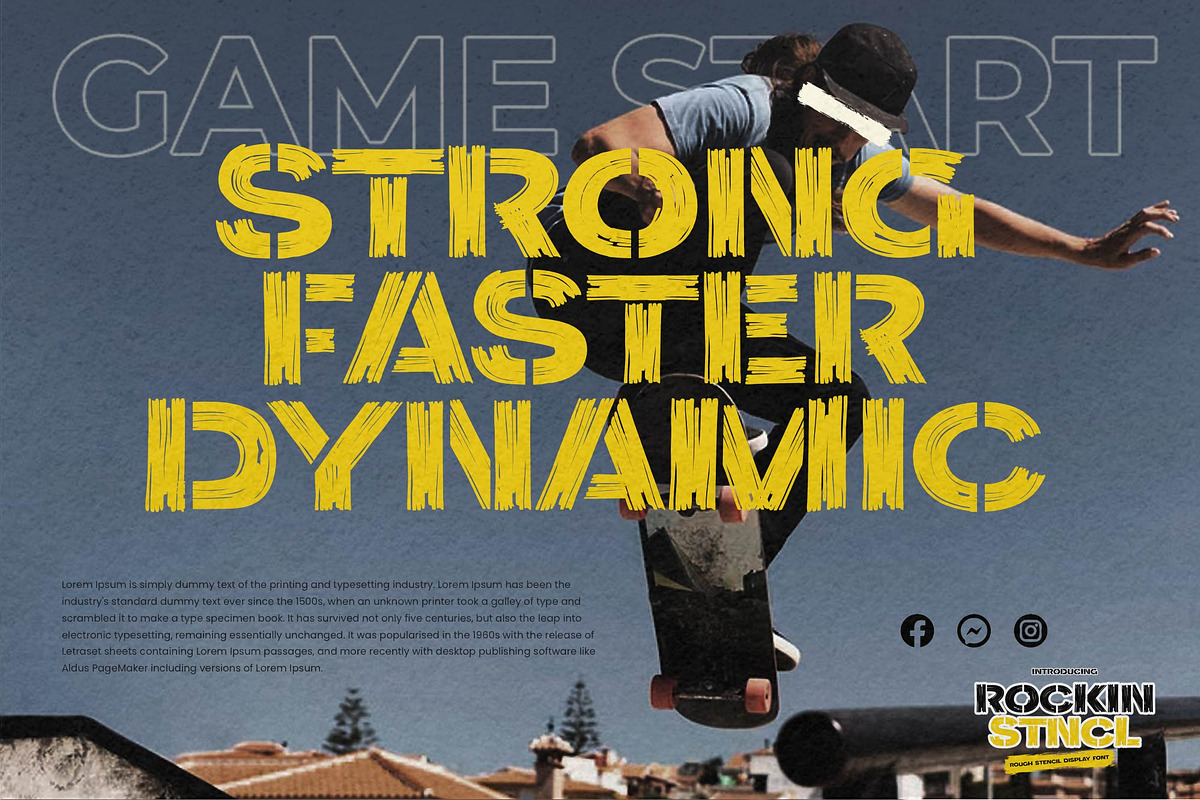 Rockin Stncl - Rough Stencil Display, a Sans Serif Font by Gassstype (Photo 4 of 8)