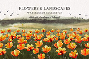 Watercolor Flowers & Landscapes, an Object Illustration by Yorda Studio (Thumbnail 1 of 10)