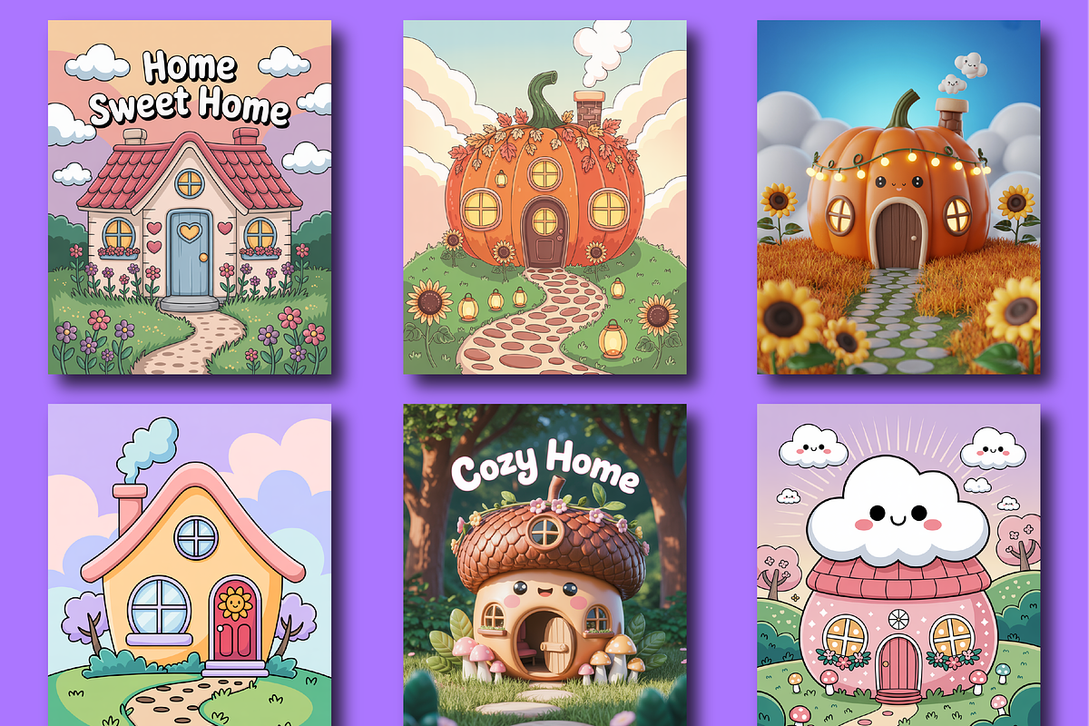 Whimsical Cozy House Coloring Book, a Seasonal Illustration by Design Zone (Photo 2 of 5)