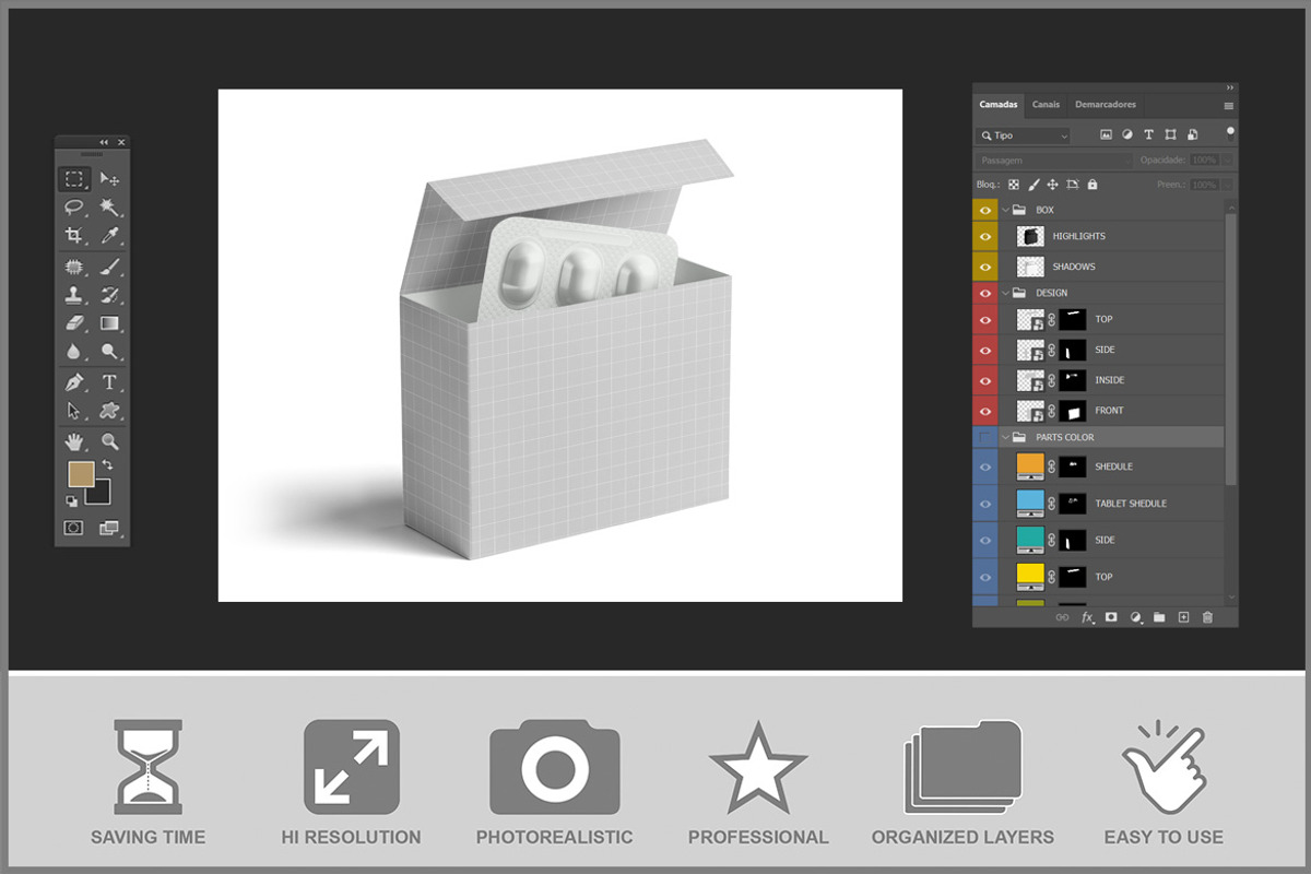 Open Medicine Box Mockup PSD, a Packaging Mockup by Bruno's Shop (Photo 3 of 4)