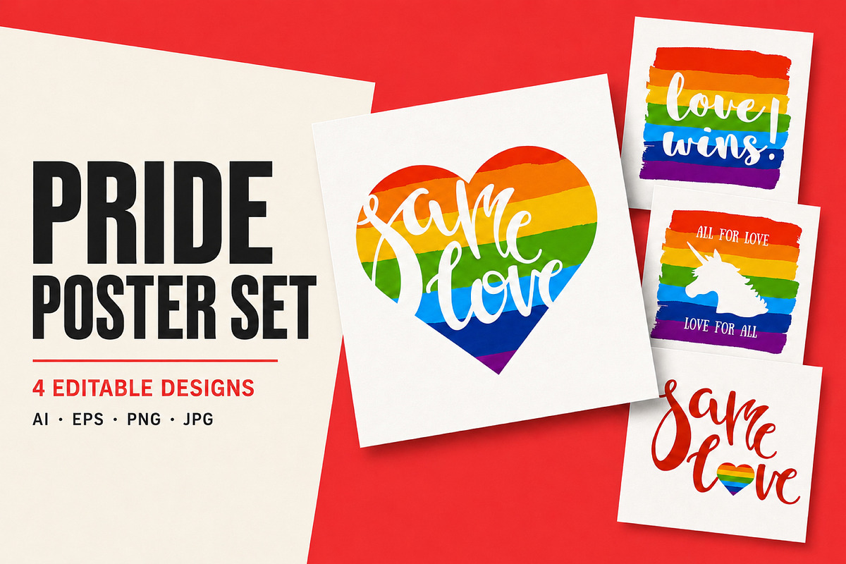 Pride Month Posters, a Decorative Illustration by Lena Kedrova (Photo 1 of 5)
