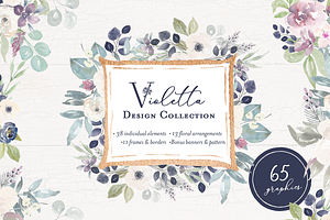 Violetta Flower Clipart and Frames