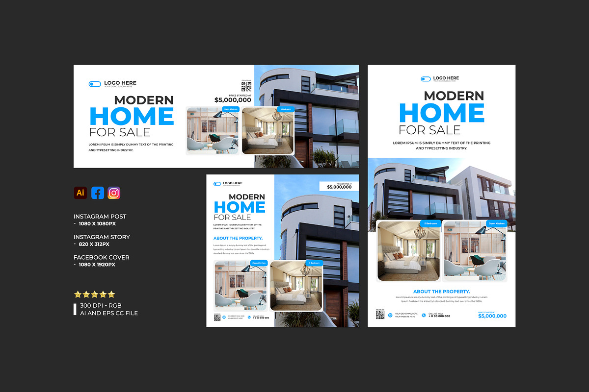 Real estate Social media banner set, a Social Media Template by Tanmoy Topu