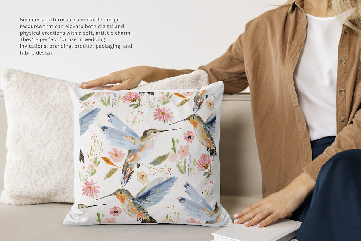 watercolor hummingbird pattern