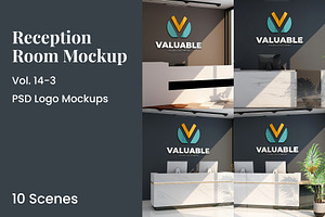 PSD Reception Room Logo Mockup