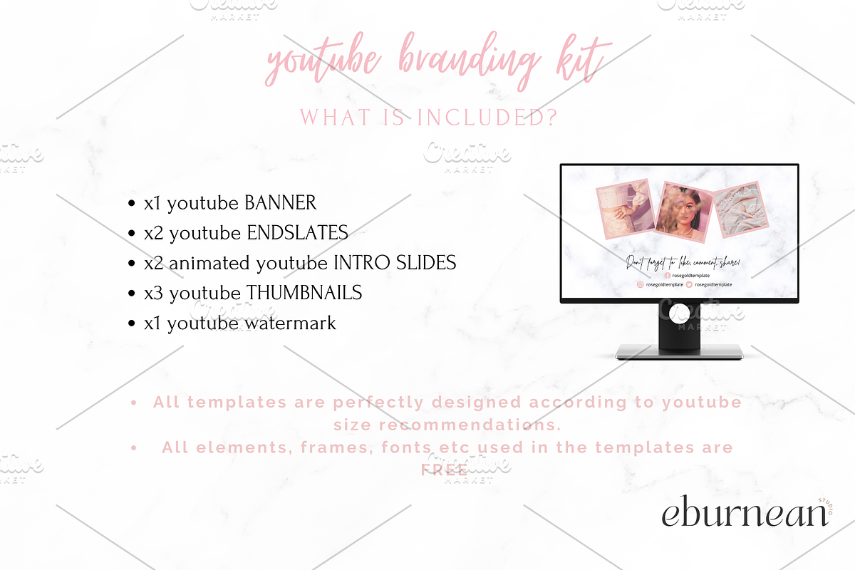 Pink Youtube Branding Kit Canva, a Social Media Template by Studio Eburnean (Photo 3 of 5)
