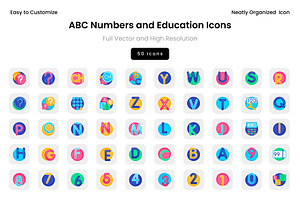 ABC Numbers and Education Icons, a Solid Icon by Wencory