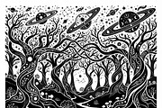 50 Mystical Galaxy Forest Silhouette, a Technology Illustration by Amazin_art (Thumbnail 12 of 41)