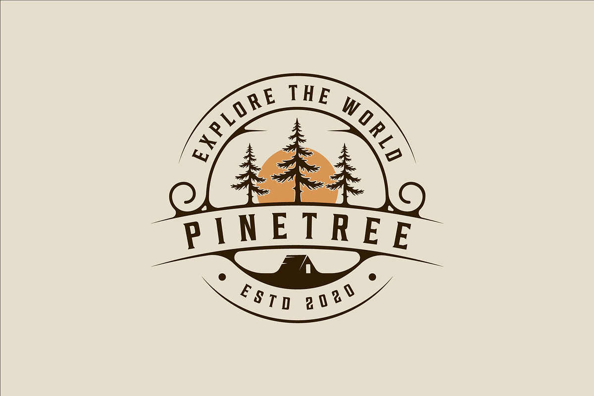pines tree logo vintage vector, a Branding & Logo Template by zyxroun shop