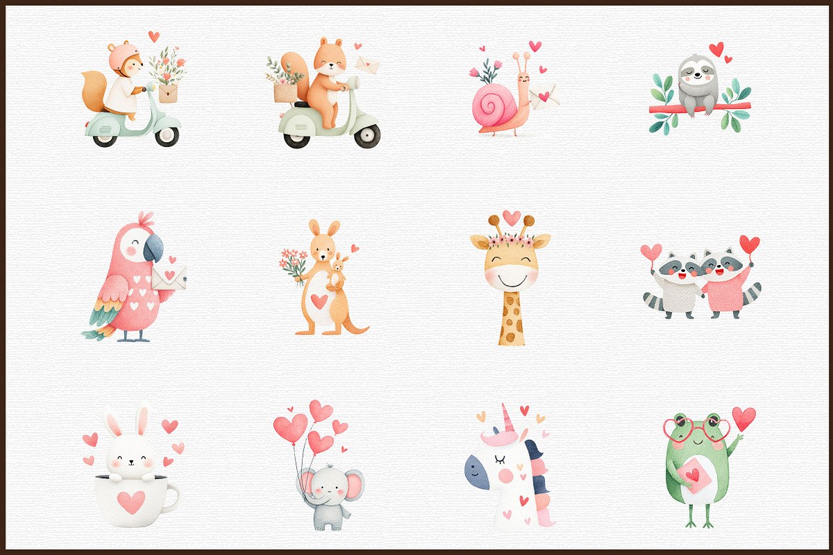 Animals Valentine Day Clipart, an Animal Illustration by Sublimation Artist (Photo 3 of 6)