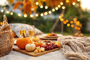 Inner-city courtyard picnic featuring seasonal foods and cozy atmosphere with s, a Photo by AlyaAnd